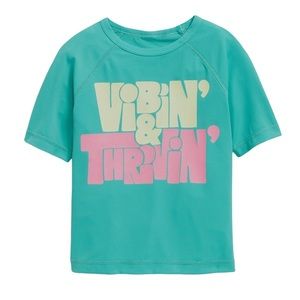 2/$20 💥🆕 Old Navy Vibin' & Thrivin' Green SS Swim Rashguard | 5T | 1122